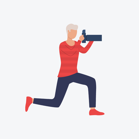 Man taking pictures. Young man, hobby, art. Can be used for topics like active lifestyle, working, hobbyのイラスト素材