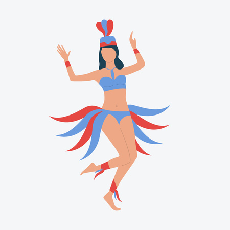 Woman in exotic carnival costume. Dancing, festive, masquerade. Can be used for topics like celebration, greeting, seasonalのイラスト素材