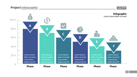 Six phase percentage process chart design. Element of chart, graph, diagram. Concept for presentation, annual report, infographic. Can be used for topics like business, strategy, progressのイラスト素材