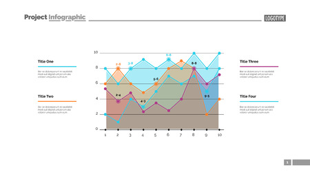 Detailed line graph slide template. Business data. Graph, diagram, design. Creative concept for infographic, report. Can be used for topics like forecasting, finance, implementationのイラスト素材