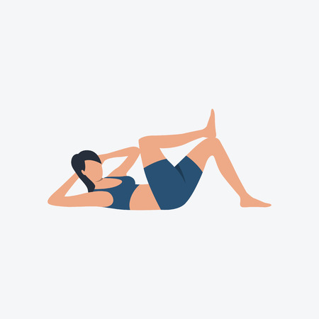 Working out abs flat icon. Girl, woman, press muscles. Fitness concept. Can be used for topics like gym, fitness club, physical trainingのイラスト素材