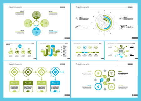 Set of accounting or economics concept infographic charts. Business diagrams for presentation slide templates. For corporate report, advertising, banner and brochure design.のイラスト素材