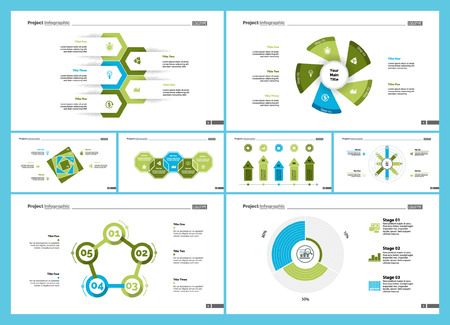 Creative business infographic design for development concept. Can be used for workflow layout, annual report, web design. Process chart, option chart, flowchart, donut chart, organizational graphのイラスト素材