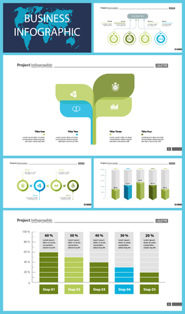 Creative business infographic design for development concept. Can be used for workflow layout, annual report, web design. Process chart, option chart, flowchart, donut chart, organizational graphのイラスト素材