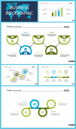Set of startup or strategy concept infographic charts. Business diagrams for presentation slide templates. For corporate report, advertising, banner and brochure design.のイラスト素材