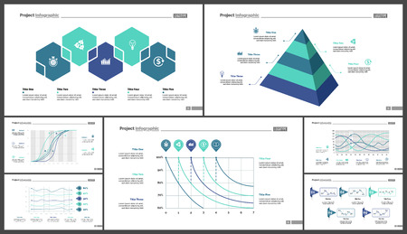 Business inforgraphic design set for marketing concept. Can be used for business project, annual report, web design. Process chart, option chart, flowchart, bar graph, area chart, donut diagramのイラスト素材