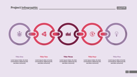 Five steps process chart. Diagram, infographic, slide template. Business concept. Can be used for topics like management, statistics, planningのイラスト素材