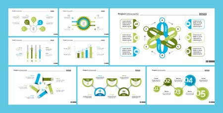 Set of workflow and strategy concept infographic charts. Business diagrams for presentation slide templates. For corporate report, advertising, banner and brochure design.のイラスト素材