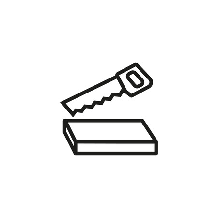 Wood saw line icon. Woodwork, carpentry, contractor. Home repair concept. Vector illustration can be used for topics like building, construction, serviceのイラスト素材
