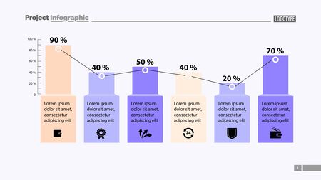 Percentage bar chart with six elements. Business data. Design, chart, diagram. Concept for infographics, template, presentation, report. Can be used for topics like marketing, analysis, researchのイラスト素材