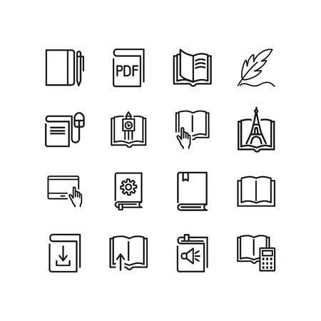 Books line icon set. Novel, information, fairytale. Education concept Can be used for topics like knowledge, school, libraryのイラスト素材