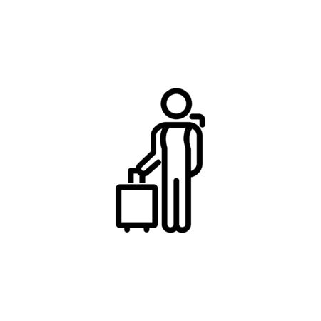 Traveller line icon. Arrival, airport, hotel. Solo travel concept. Vector illustration can be used for topics like travel, tourism, vacationsのイラスト素材