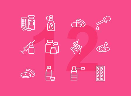 Emoticon line icons. Set of line icons on white background. Laugh, cry, emotion. Internet concept. Vector illustration can be used for topics like emotions, chats, internetのイラスト素材