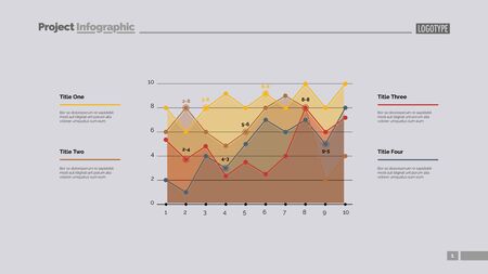 Detailed line graph slide template. Business data. Graph, diagram, design. Creative concept for infographic, report. Can be used for topics like forecasting, finance, implementationのイラスト素材
