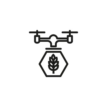 Agriculture drone line icon. Sowing, farming, agricultural technology. Organic concept. Vector illustration can be used for topics like agriculture, technology, ecologyのイラスト素材