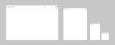 Web interface templates with vertical button panel. Screen, digital device, site, window. Internet technologies concept. Vector illustration can be used for presentation slide, web design, projectsのイラスト素材