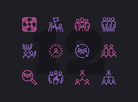 Team line icon set. Staff, success, personnel selection. Teamwork concept. Can be used for topics like friendship, collaboration, working togetherのイラスト素材