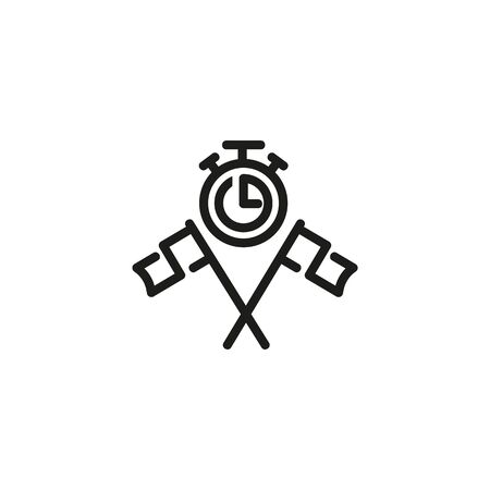 Implementation line icon. Stopwatch, flag, realization. Efficiency concept. Vector illustration can be used for topics like productivity, efficiency, planningのイラスト素材