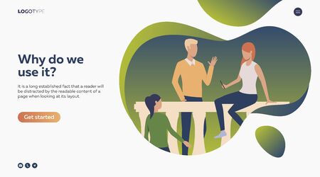 Friends walking and talking. Friendship, meeting flat vector illustration. Relations concept for banner, website design, landing web pageのイラスト素材