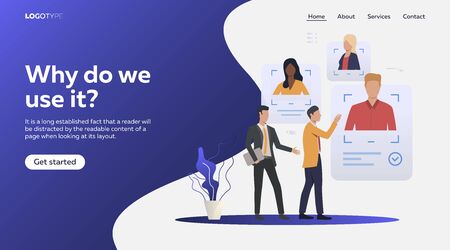 Employers selecting job candidates. Online CV, avatar, recruit agents flat vector illustration....