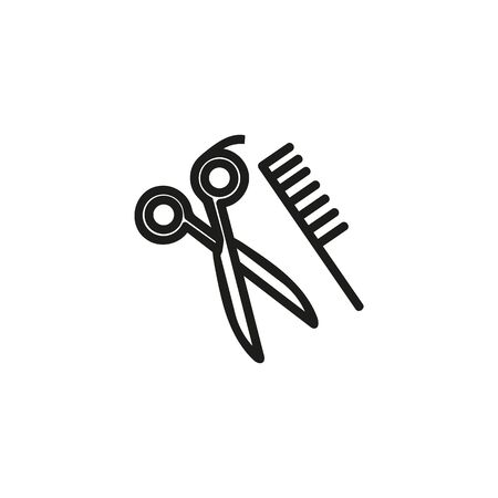 Barber instruments thin line icon. Hair, style, barber isolated outline sign. Service and beauty business concept. Vector illustration symbol element for web design and appsのイラスト素材