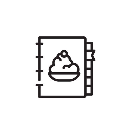 Recipe book with bookmarks thin line icon. Cookbook, food preparation, culinary isolated outline sign. Cooking concept. Vector illustration symbol element for web design and appsのイラスト素材