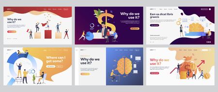 Financial success set. Team winning award, getting money, making graph. Flat vector illustrations....