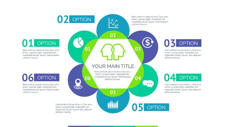 Six petals flower process chart. Business data. Option, diagram. Creative concept for infographic, templates, presentation, marketing. Can be used for topics like management, planning, teamwork.の写真素材