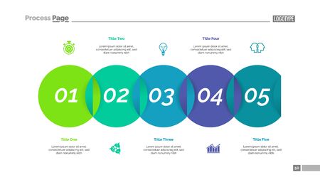 Venn diagram with five elements. Step chart, process diagram, slide. Creative concept for infographics, presentation, project, report. Can be used for topics like business, planning, workflowの写真素材