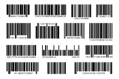 Various digital bar code set. UPC price samples, item labels and product stickers vector...