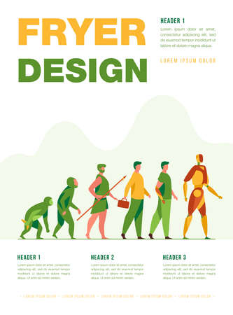 Human evolution from monkey to cyborg. Primate, ancestor, caveman, homo sapience, disabled man with prosthesis, robot. Vector illustration for anthropology, history, development conceptのイラスト素材