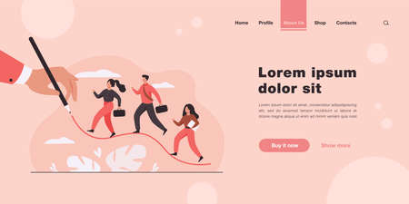 Business people walking up on increase chart line. Huge hand drawing growth diagram. Vector illustration for sales people, leadership, career, success conceptのイラスト素材