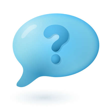 3d cartoon style speech bubble with question mark icon. Frequently asked questions or FAQ flat vector illustration. Communication, idea, discussion, information, problem conceptのイラスト素材