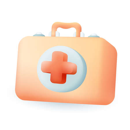 First aid kit 3D icon. Medical box 3D vector illustration on white background. Medicine, health, healthcare, treatment conceptのイラスト素材