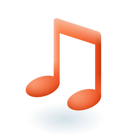 Red music note 3D icon. Volumetric music tone symbol to sing songs and play melody on musical instrument 3D vector illustration on white background. Entertainment, audio sound, concert conceptのイラスト素材