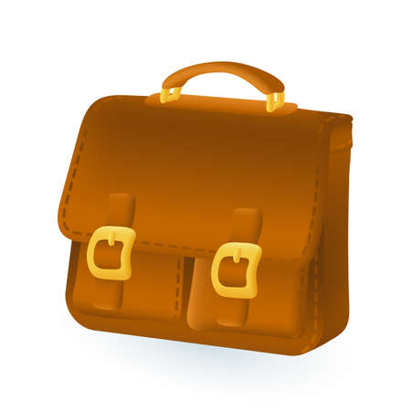 3d cartoon style business briefcase icon on white background. Realistic leather bag or suitcase for documents, books or contracts flat vector illustration. Occupation, job, career, work conceptのイラスト素材