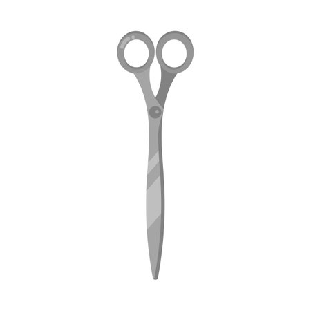 Scissors for handicrafts or embroidery cartoon illustration. Metal or steel equipment or instrument for stationery or handicrafts, closed shears, paper cutting tool on white background. Craft conceptのイラスト素材