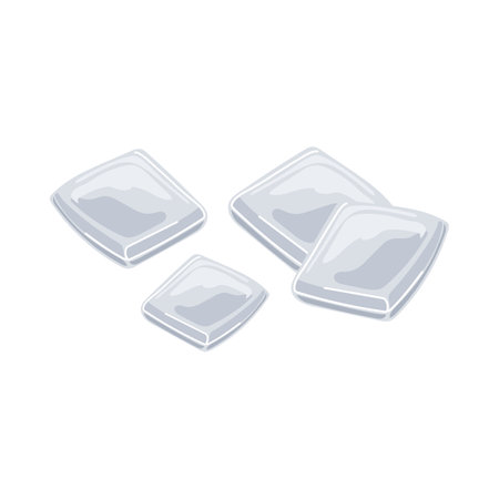 Sugar sachets. Little white packs of granulated sugar. Vector illustration isolated in white background. Sweet food, sucrose concept.のイラスト素材