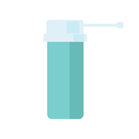 Bottle with long nozzle sprayer for oral spray cartoon illustration. Spray for sore throat and medication against disease. Doctors prescription for cure. Pharmacy, health conceptのイラスト素材
