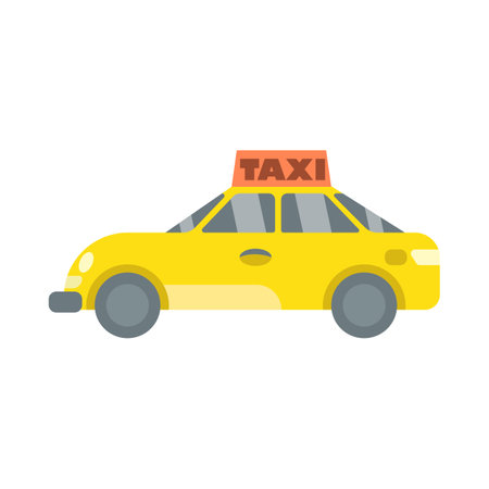 Airport taxi cartoon illustration. Airport transfer with taxi. Arrival, airline, transportation conceptのイラスト素材