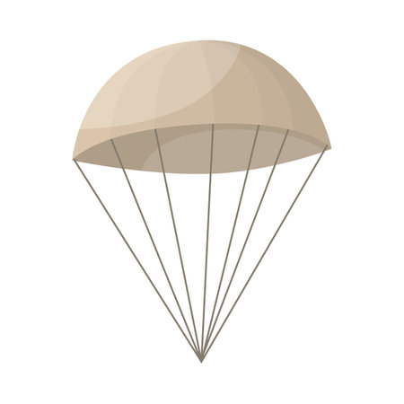 Military parachute cartoon illustration. Equipment for jumping off helicopter or plane for soldiers and officers on white background. Army, equipment, safety conceptのイラスト素材