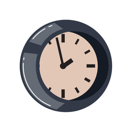 Wall clock for classroom vector illustration. Cartoon drawing of isometric classroom clock isolated on white background. Education, school, furniture conceptのイラスト素材