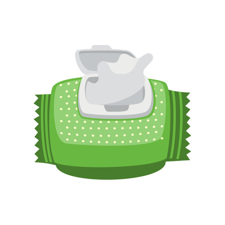 Baby wipes vector illustration. Cartoon drawing of wipes isolated on white background. Baby care, hygiene conceptのイラスト素材
