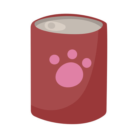 Canned food for dogs or cats cartoon illustration. Cartoon drawing of can with paw symbol for pets isolated on white background. Animal care, food, profession conceptのイラスト素材