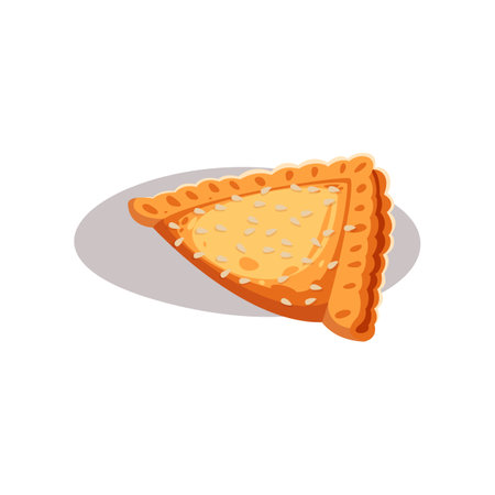 Colorful echpochmak or empanada cartoon illustration. Turkish traditional cuisine meal from meat isolated on white background. Restaurant, menu, food concept.のイラスト素材