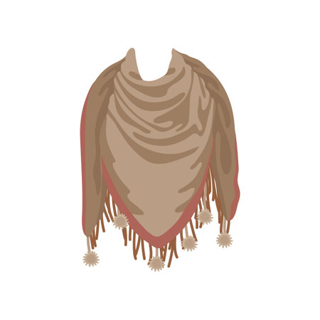 Female neck scarf in boho style vector illustration. Vintage outfit design element and accessory, scarf isolated on white background. Fashion, Bohemian style conceptのイラスト素材
