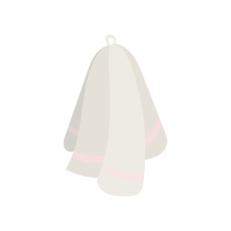 White kitchen towel vector illustration. Towel isolated on white background. Kitchen utensils conceptのイラスト素材