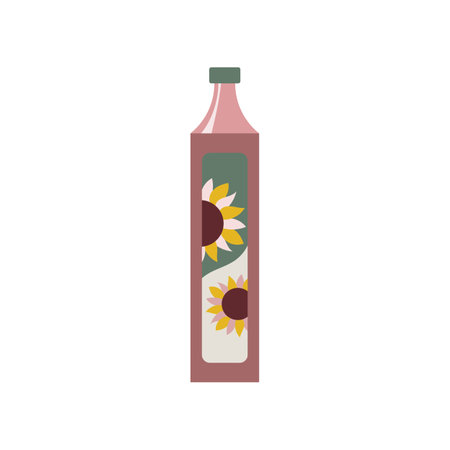 Bottle of sunflower oil vector illustration. Bottle of oil isolated on white background. Kitchen utensils conceptのイラスト素材