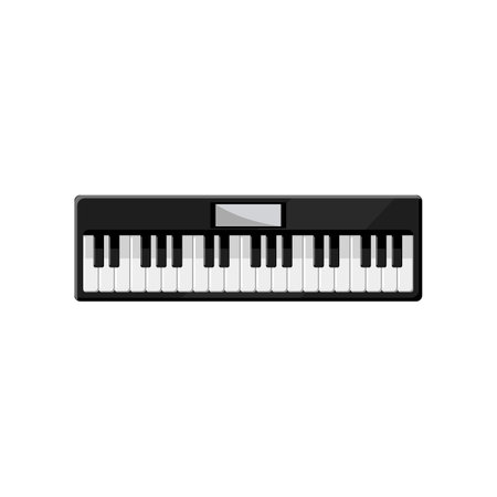Modern electric synthesizer cartoon illustration. Colorful musical instrument isolated on white background. Music, hobby concept.のイラスト素材