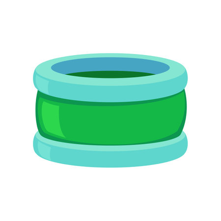 Inflatable trampoline for kids center vector illustration. Bouncy object for playground or playroom isolated on white background. Childhood, fitness, leisure conceptのイラスト素材